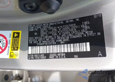 2014 Toyota Highlander Limited V6 из США, поврежденный, VIN 5TDDKRFH8ES007909